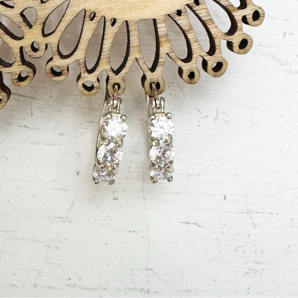 Vintage Sterling Silver 925 JCM Hinged Hoop Earrings - Picture 3 of 11